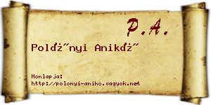 Polónyi Anikó névjegykártya